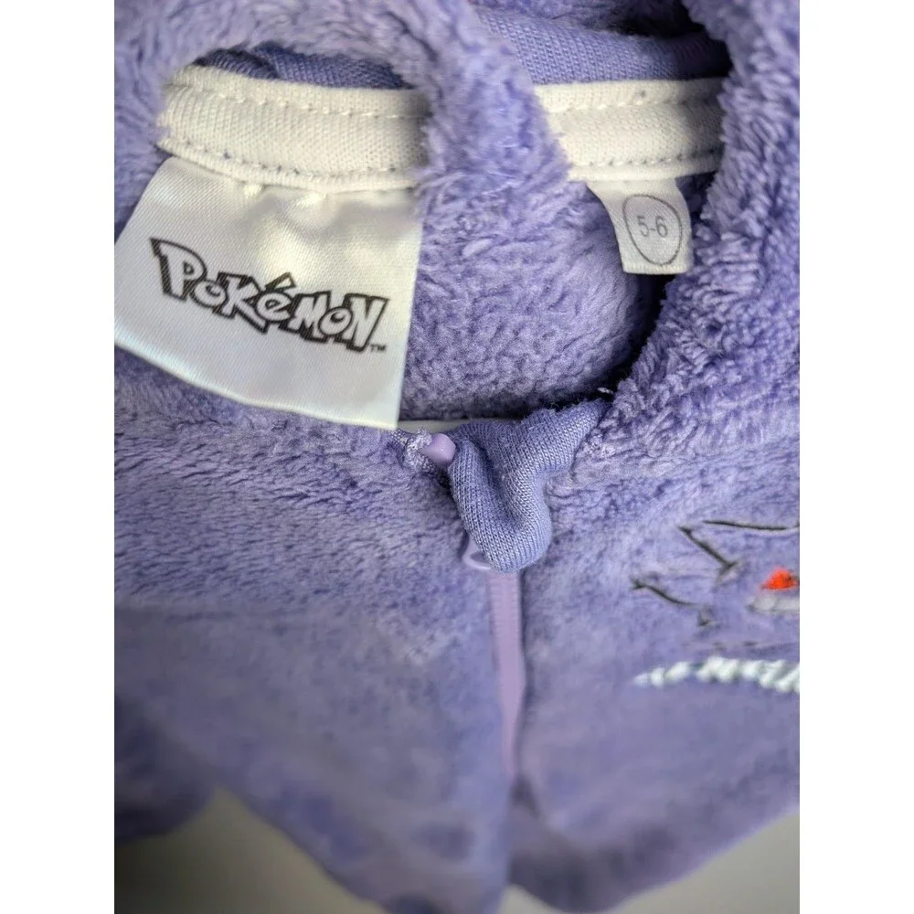Boys Gengar Pokemon Hood Fleece Bodysuit Kids 5-6 (Fits A Little Small) Pajamas
